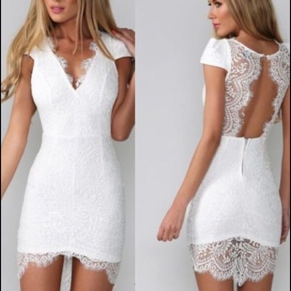 tight white lace dress